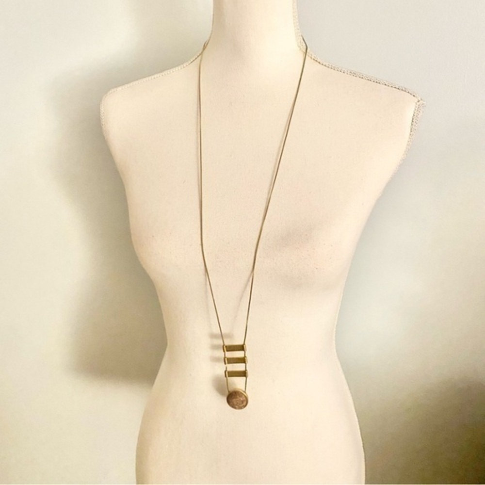 Madewell Long Adjustable Pendant Necklace Stone Geometric Design
